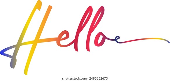 3d text hello, gradient, Hand drawn word hello vector icon