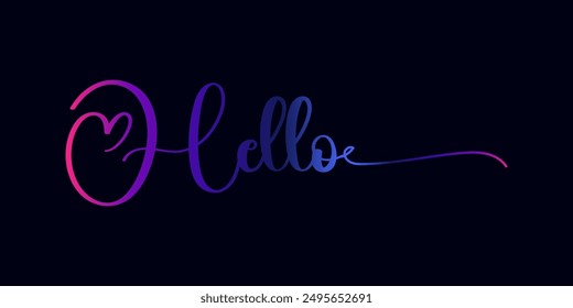 3d text hello, gradient, Hand drawn word hello vector icon