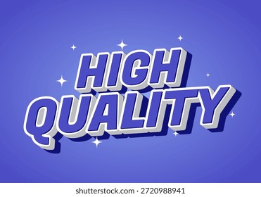 3D text High Quality with stars on a blue background.