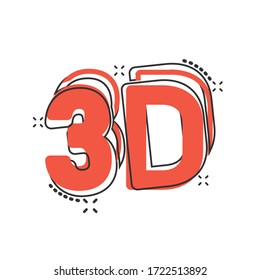 3d text icon in comic style. Word cartoon vector illustration on white isolated background. Stereoscopic technology splash effect business concept.