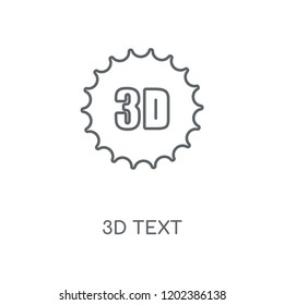 3D Text linear icon. 3D Text concept stroke symbol design. Thin graphic elements vector illustration, outline pattern on a white background, eps 10.