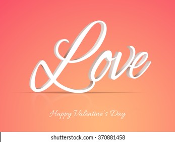 3D text Love on glossy colorful background for Happy Valentine's Day celebration.