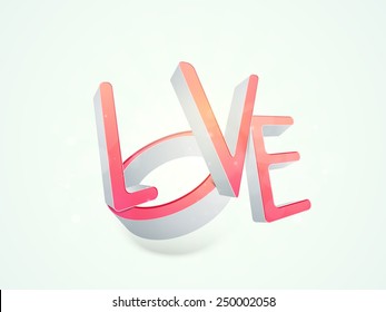 3D text Love on white background for Happy Valentine's Day celebration.