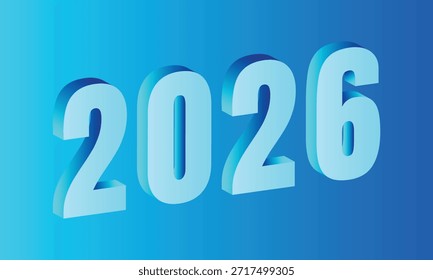 3D-Textnummer 2026 für Neujahrshintergrund, Poster, Flyer und Vorlage. Hintergrund der Neujahrsfeiern, 3D-Texteffekt. Vektorgrafik.