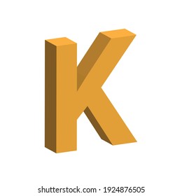 3D Text Of Orange K Alphabet. Big Letter K. Isolated On White Background. Clip Art Illustration Vector