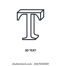 Symbol für 3D-Textgliederung.  Dünne Linie Symbol aus der Kino-Kollektion. Bearbeitbare Vektorgrafik auf weißem Hintergrund