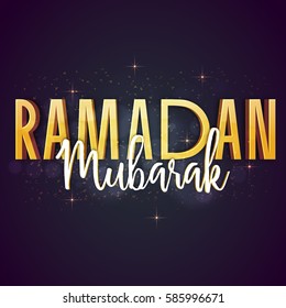 3D-Text Ramadan Mubarak auf glänzendem Hintergrund für die islamische Heilige Monatsfeier.