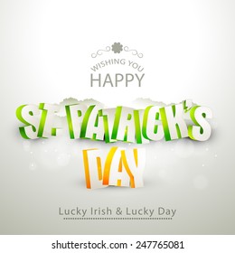 3D text St. Patrick's Day on grey background, can be used as greeting or invitation card design.