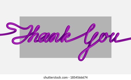 3D text - Thank You. One line drawing of phrase. Vector illustration