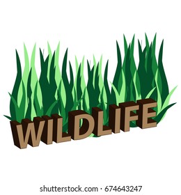 3D text wildlife  isolated on white background. Vector illustration,