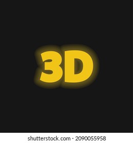 3D Text yellow glowing neon icon