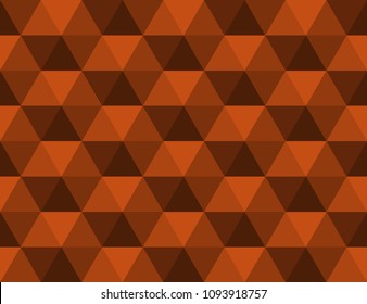 3D texture. Background from hexagonal pyramids. Vector illustration, seamless pattern in orange, persimmon, flame colors.