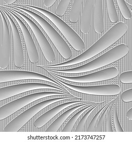 3d textured emboss Paisley seamless pattern. Embossed floral dotted line white background. Surface repeat striped backdrop. Emboss paisley flowers ornament. Relief grunge texture. Embossing effect.