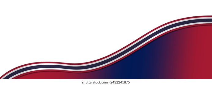 3D Thailand Flag Banner with copy space and 3d Thailand flag ribbon. Silk Thai banner design background. Thai Flag Background with copy space. Editable Vector Illustration. EPS 10.
