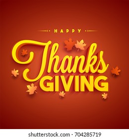 3D Thanksgiving Day Projeto de texto no outono deixa o fundo.