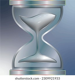 3d themed hour glass concept; blue backdrop.