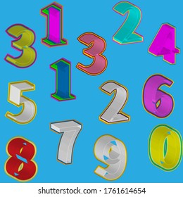 3d themed multi color numbers against a blue backdrop.