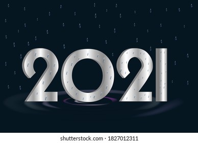 3d themed text; water droplets and puddle effect.