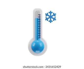 3d thermometer icon with ice symbol concept of cold temperature vector icon illustration