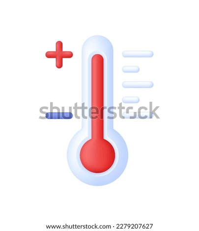 3D Thermometer icon. Meteorological thermometers measure heat and cold. Forecast, climate and meteorology icons. Temperature. Trendy and modern vector in 3d style.