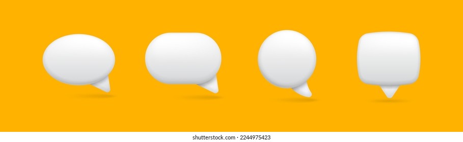 3d thinking bubbles shape and form on yellow. Vector communication bubble shape, message cloud and thinking, talk dialog and speak illustration