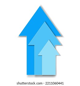 3 d tres flechas arriba azules sobre ilustración vectorial de fondo blanco 