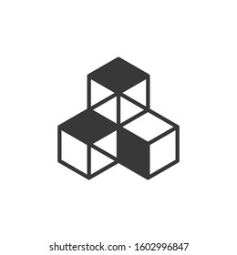 3D three cubes construction, company logo design. Stock Vector illustration isolated on white background.