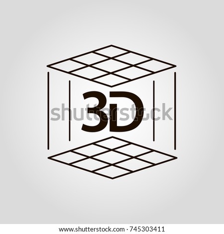 3D (three D) cube isolated flat vector icon