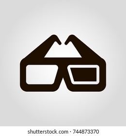 3D (three D) movie glass isolated flat vector icon