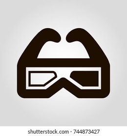 3D (three D) movie glass isolated flat vector icon