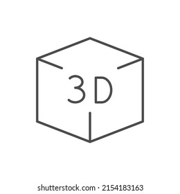 3D or three dimensions line icon