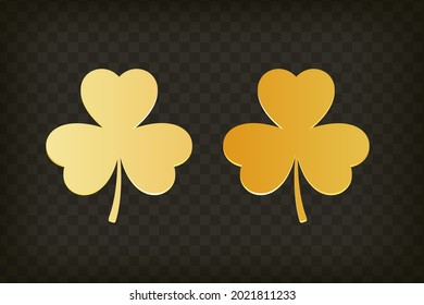 3d Three leaf clover coin on isolated transparent background.Saint Patrick's Day symbols. Lucky clover sign.