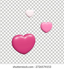 3D Three Pink Hearts Floating for Valentine's Day Romance Decoration