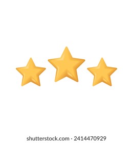 3d three star icon for service rating for satisfaction rating bubble