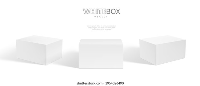 3D Three White Boxes With Shadow Isolated On Background. EPS10 Vector