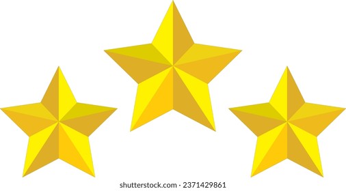 3D three yellow star vector shape