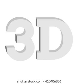 3D three-dimensional button sign in solid grayscale colors icon isolated on white background. Vector illustration.