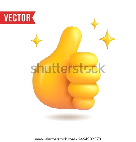 3D thumbs up emoji isolated on white background. Vector illustration.