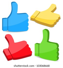 3D Thumbs Up Icons, vector eps10 illustration