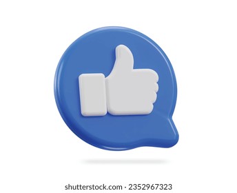 3d thumbs up social media like icon vector illustration