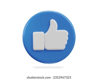 3d thumbs up social media like icon vector illustration