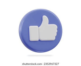 3d thumbs up social media like icon vector illustration