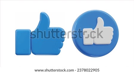 3d thumbs up social media like icon set