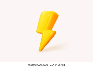 3D thunder bolt icon signs realistic colours. flash lightning, danger and power, symbol of thunderbolt energy. Simple lightning strike emblem. 3d powerful charge icon vector render illustration
