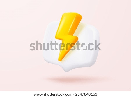 3D thunder bolt icon signs realistic colours. flash lightning, danger and power, symbol of thunderbolt energy. Simple lightning strike emblem. 3d powerful charge icon vector render illustration