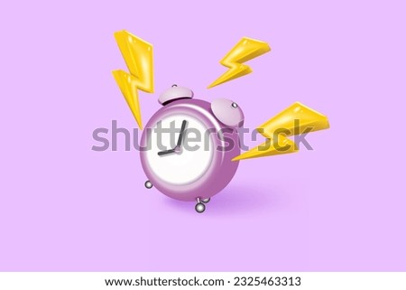 3D thunder bolt icons with fast coupon for sales and shopping online purchases. 3d thunderbolt energy, flash lightning on time alert for coupon. 3d clock reminder icon vector render illustration