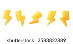 3d thunderbolt. Render thunder bolt, flash lightning electricity battery energy danger warning electron power sale speed storm symbol electric powerful, exact vector illustration original artwork
