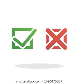 3D Tick and cross icon in trendy flat style. Yes / No symbol for your web site design, logo, app, UI Vector EPS 10. 