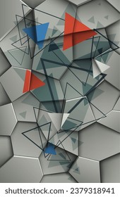 3D tiles with geometric patterns. Vector illustration. Sketch for creativity.