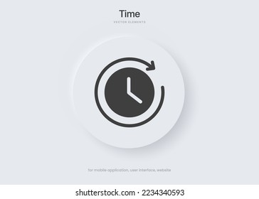 3d time and clock icon. Clock icon in trendy flat and line style isolated on background. Icons for date, time, era, duration, period, span, hour, minute, watch, timer, time keeper.